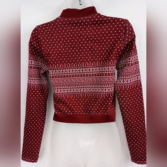 Holly FABLETICS Burgundy Merlo Cropped Activewear Y2K Top(#1,286) - Picture 6 of 8